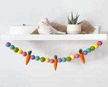 Load image into Gallery viewer, Easter Garland. Spring Garland. Carrot Garland. Pom Poms Garland. Felt Balls Garland. Felt Pompom Garland