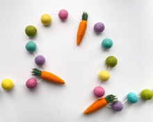 Load image into Gallery viewer, Easter Garland. Spring Garland. Carrot Garland. Pom Poms Garland. Felt Balls Garland. Felt Pompom Garland