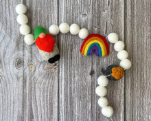 Load image into Gallery viewer, St Patrick Garland. Spring Garland. Gnom Rainbow Pot of Gold. Pom Poms Garland. Felt Balls Garland. Felt Pompom Garland
