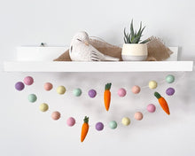 Load image into Gallery viewer, Easter Garland. Spring Garland. Carrot Garland. Pom Poms Garland. Felt Balls Garland. Felt Pompom Garland
