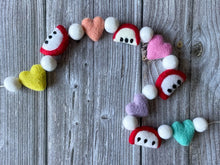 Load image into Gallery viewer, Back to School Garland. Pom Pom Garland. First day of School. Teacher Gifts. Apple Garland. Heart Garland. Rainbow Garland