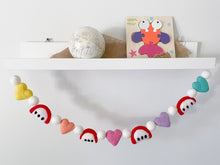 Load image into Gallery viewer, Back to School Garland. Pom Pom Garland. First day of School. Teacher Gifts. Apple Garland. Heart Garland. Rainbow Garland