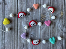 Load image into Gallery viewer, Back to School Garland. Pom Pom Garland. First day of School. Teacher Gifts. Apple Garland. Heart Garland. Rainbow Garland