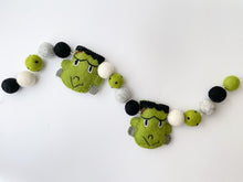 Load image into Gallery viewer, HALLOWEEN DECOR. Halloween Frankenstein Garland. Pom Poms Garland. Frankenstein Garland. Fall Decor. Autumn Decor
