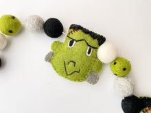 Load image into Gallery viewer, HALLOWEEN DECOR. Halloween Frankenstein Garland. Pom Poms Garland. Frankenstein Garland. Fall Decor. Autumn Decor