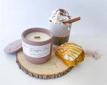 Load image into Gallery viewer, Pumpkin Chai, Pumpkin Spice - Scented Soy Wax Candle. Wooden Cracking Wick. Cement Candle. Unique Concrete Candle