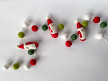Load image into Gallery viewer, Christmas Decor. Pom Poms Garland. Santa Decor. Santa Garland. Felt Pompom Garland