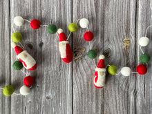 Load image into Gallery viewer, Christmas Decor. Pom Poms Garland. Santa Decor. Santa Garland. Felt Pompom Garland