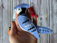 Load image into Gallery viewer, Felt Blue Jay. Felted Blue Jay Ornament. Felt CHRISTMAS ornament. Felted Christmas Decor