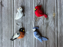 Load image into Gallery viewer, Felt Owl. Felted Owl Ornament. Felt CHRISTMAS ornament. Felted Christmas Decor. Felt Snow Owl.