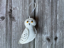 Load image into Gallery viewer, Felt Owl. Felted Owl Ornament. Felt CHRISTMAS ornament. Felted Christmas Decor. Felt Snow Owl.