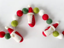 Load image into Gallery viewer, Christmas Decor. Pom Poms Garland. Santa Decor. Santa Garland. Felt Pompom Garland