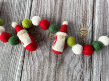 Load image into Gallery viewer, Christmas Decor. Pom Poms Garland. Santa Decor. Santa Garland. Felt Pompom Garland
