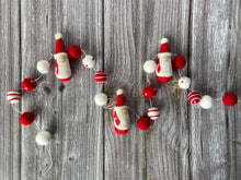 Load image into Gallery viewer, Christmas Decor. Pom Poms Garland. Santa Decor. Santa Garland. Felt Pompom Garland
