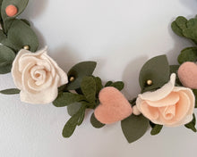 Load image into Gallery viewer, Valentines Decor. Felt Wreath. Valentines Felt Wreath. Winter Wreath. Felt Roses Wreath.