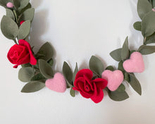 Load image into Gallery viewer, Valentines Decor. Felt Wreath. Valentines Felt Wreath. Winter Wreath. Felt Roses Wreath.