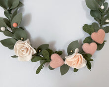 Load image into Gallery viewer, Valentines Decor. Felt Wreath. Valentines Felt Wreath. Winter Wreath. Felt Roses Wreath.