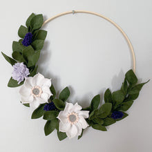 Load image into Gallery viewer, Felt Wreath. Felt Flowers Wreath. Spring Wreath. Greenery Wreath.