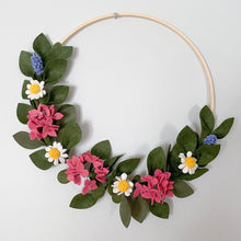 Load image into Gallery viewer, Felt Wreath. Felt Flowers Wreath. Spring Wreath. Greenery Wreath.