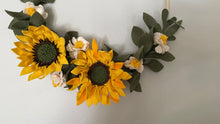 Load image into Gallery viewer, Felt Wreath. Felt Flowers Wreath. Sunflowers Wreath. Greenery Wreath. Sunflower Wreath.