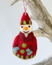 Load image into Gallery viewer, Snowman in a red coat
