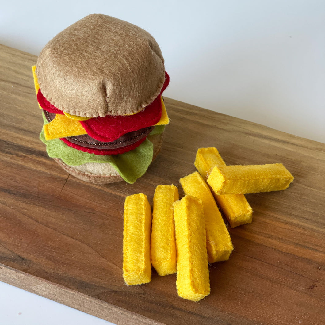 Felt Hamburger Play Set. Play kitchen food. Preschool kindergarten toys. Role-Playing Toys, Felt Toy For Kid, Montessori Toys, Pretend Play.