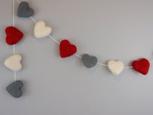 Load image into Gallery viewer, Heart Garland. Valentines Day Decor. Pom Pom Garland. Valentine Garland. Felt Garland. Valentine Banner.
