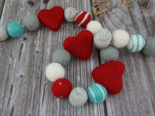 Load image into Gallery viewer, Heart Garland. Valentines Day Decor. Pom Pom Garland. Valentine Garland. Felt Garland. Valentine Banner.
