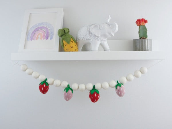 Summer Felt Ball Garland. Starawberry Garland