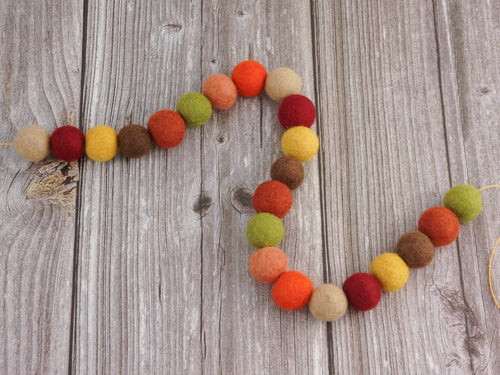 FALL Garland. FALL Decor. Felt Pom Poms Garland. Felt Balls Garland. Felt Pompom Garland