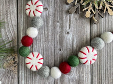 Load image into Gallery viewer, Christmas Felt Ball Garland. Peppermints Garland
