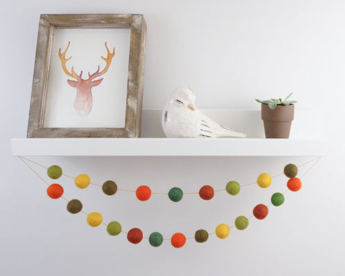 FALL Garland. FALL Decor. Felt Pom Poms Garland. Felt Balls Garland. Felt Pompom Garland
