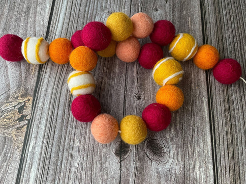 FALL Garland. FALL Decor. Felt Pom Poms Garland. Felt Balls Garland. Felt Pompom Garland