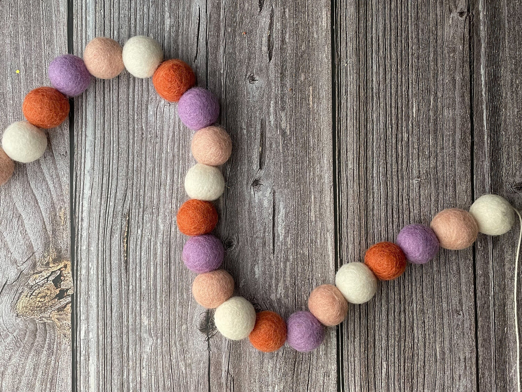 FALL Garland. FALL Decor. Felt Pom Poms Garland. Felt Balls Garland. Felt Pompom Garland