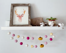 Load image into Gallery viewer, FALL Decor. Pom Poms Garland. Pumpkin Decor. Pumpkin Garland. Felt Pompom Garland
