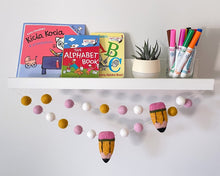 Load image into Gallery viewer, Back to school Garland. Pom Poms Garland. First day of School - Teacher Gifts. Felt Pencil Garland.
