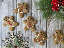 Load image into Gallery viewer, Felt Gingerbread Man. Gingerbread Man Decor. Felted Gingerbread Man. Christmas Felt Decor. Felt Shape
