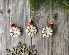 Load image into Gallery viewer, CHRISTMAS ORNAMENTS. Felt Ornaments - Felt Peppermints. Felt Candy Cane. Holiday Ornaments. Ornaments Christmas.
