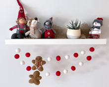 Load image into Gallery viewer, Christmas Felt Garland. Gingerbread Peppermints Garland. Felt Pom Poms Garland.Felt Balls Garland. Felt Pompom Garland
