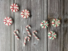 Load image into Gallery viewer, CHRISTMAS Felt Shapes - Felt Peppermints. Felt Candy Cane. Holiday Decor. Christmas Decor.

