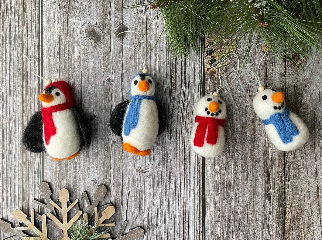 CHRISTMAS ORNAMENTS. Felt Ornaments - Felt Penguin| Felt Snowman. Holiday Ornaments. Ornaments Christmas.
