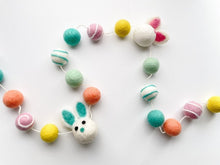Load image into Gallery viewer, Easter Bunny Garland. Pastel Colours. Felt Ball Garland

