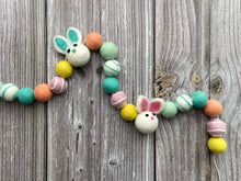 Load image into Gallery viewer, Easter Bunny Garland. Pastel Colours. Felt Ball Garland
