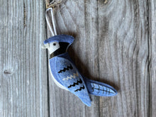 Load image into Gallery viewer, Felt Blue Jay. Felted Blue Jay Ornament. Felt CHRISTMAS ornament. Felted Christmas Decor
